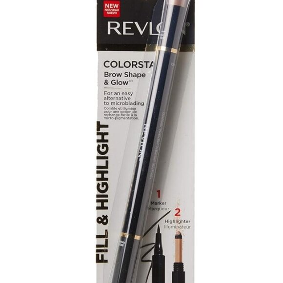 Revlon Colorstay Shape & Glow Eye Brow Marker and Highlighter, Soft Black 250 - Picture 1 of 10